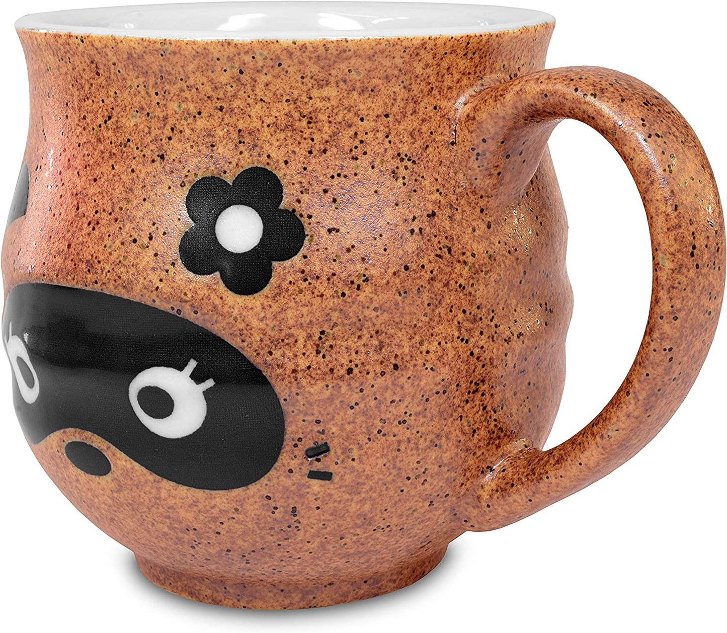 Mino Ware Coffee Mug Ceramic Tea Cup, Boy & Girl Tanuki Japanese Racoon Dog Design 2 Set, 10 oz